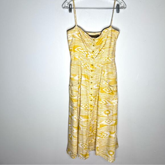 Reformation Canon Linen Midi Dress in Yellow Grain Sz 6 - Picture 3 of 7